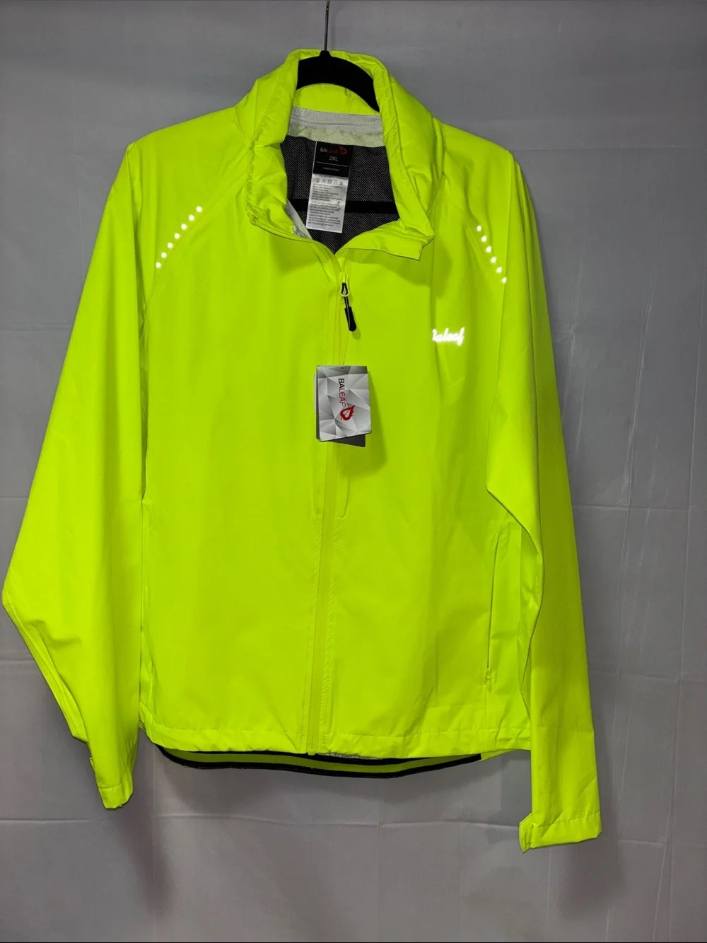 Baleaf Neon Yellow High-Visibility Zip Jacket LIME GREEN Activewear